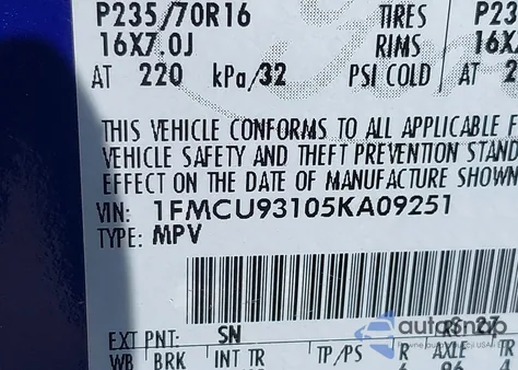 2005 Ford Escape Xlt from USA, damaged, VIN 1FMCU93105KA09251